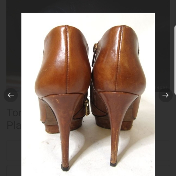GUC Tory Burch brown platform heeled booties - Picture 2 of 4